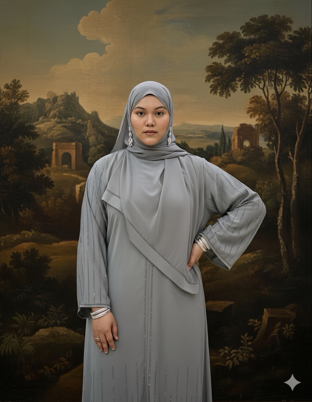 Aurora Grey Abaya