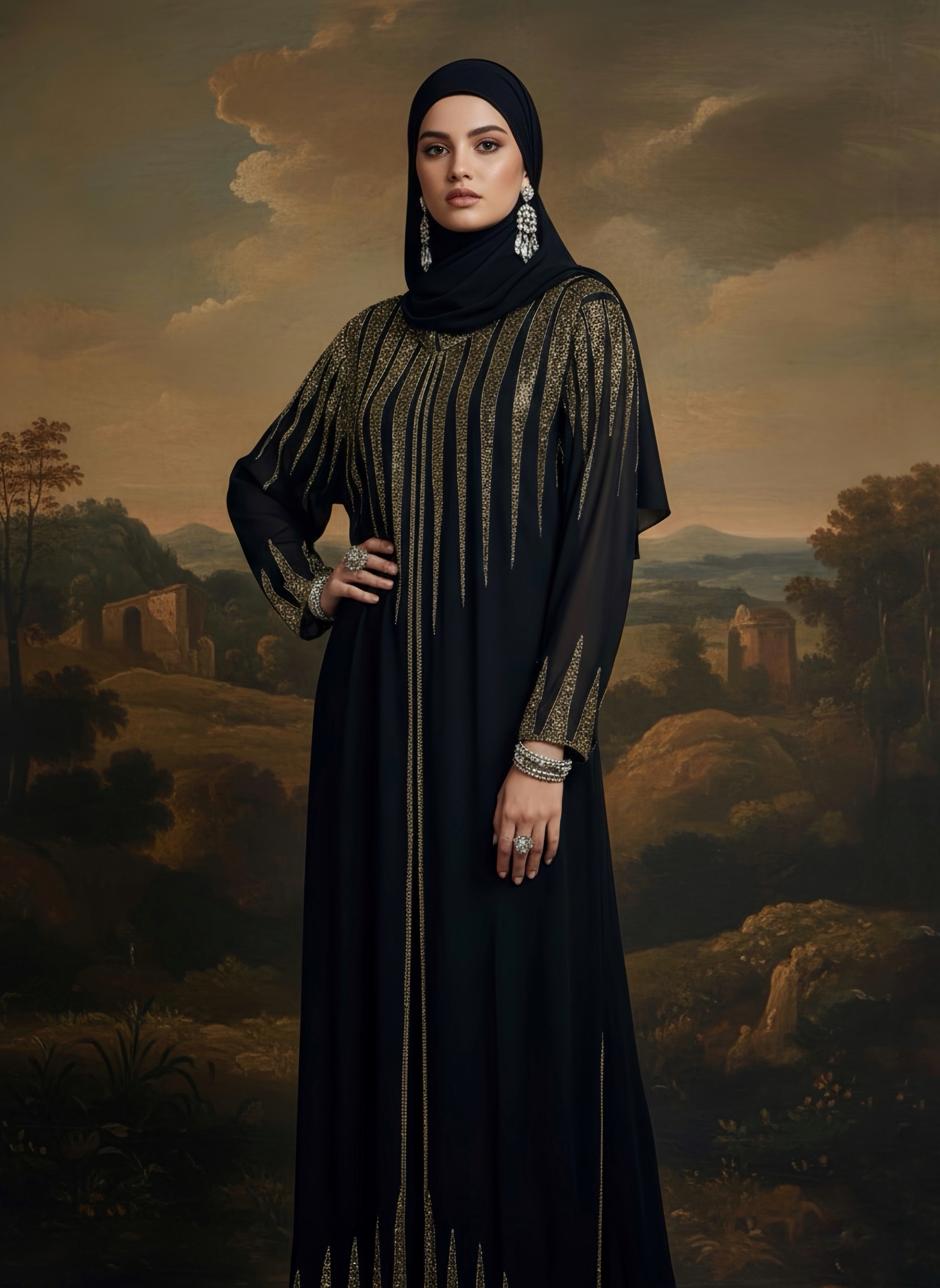 Malika Overcoat Hand Beaded Abaya (MA-D)