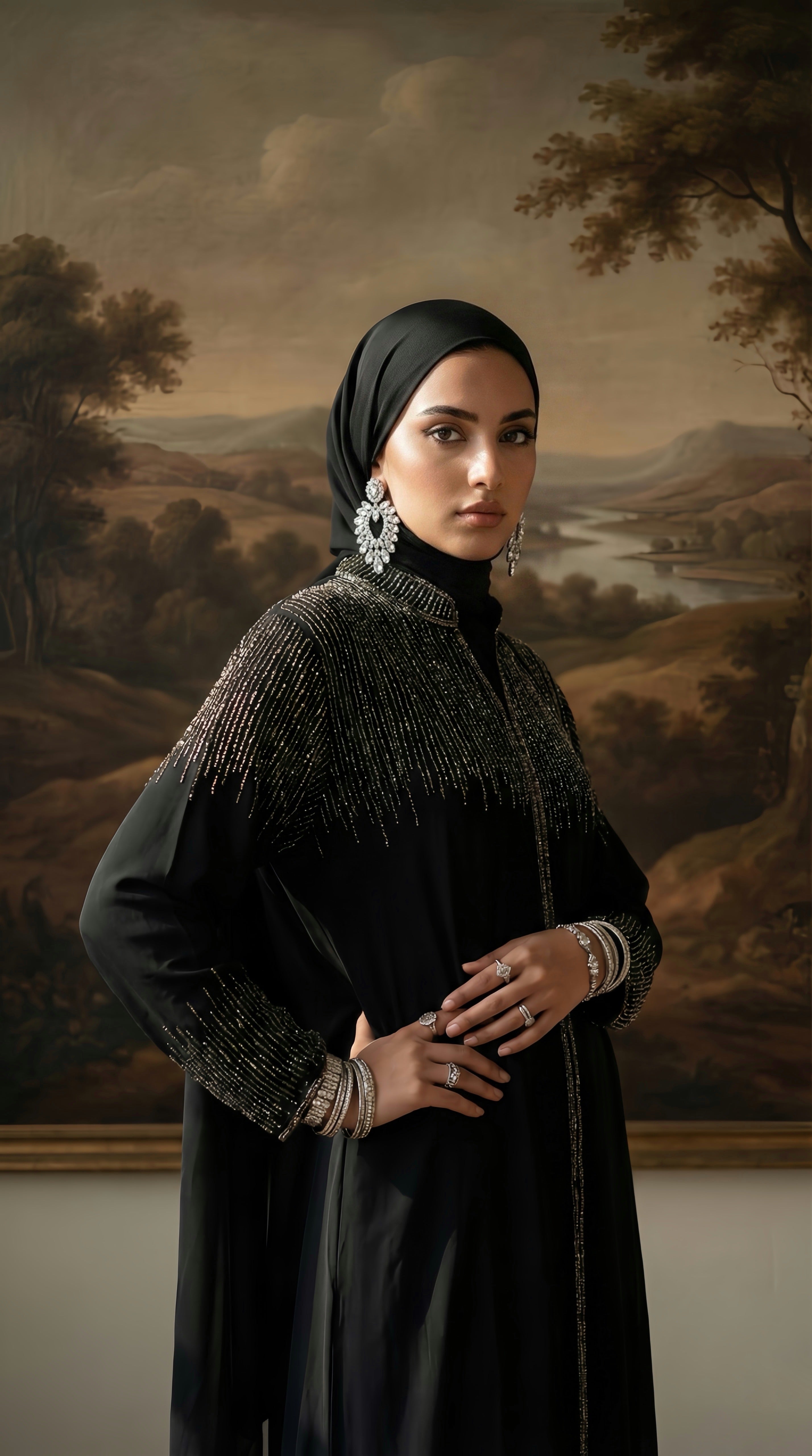 Malika Hand Beaded Overcoat Abaya (MA-F)