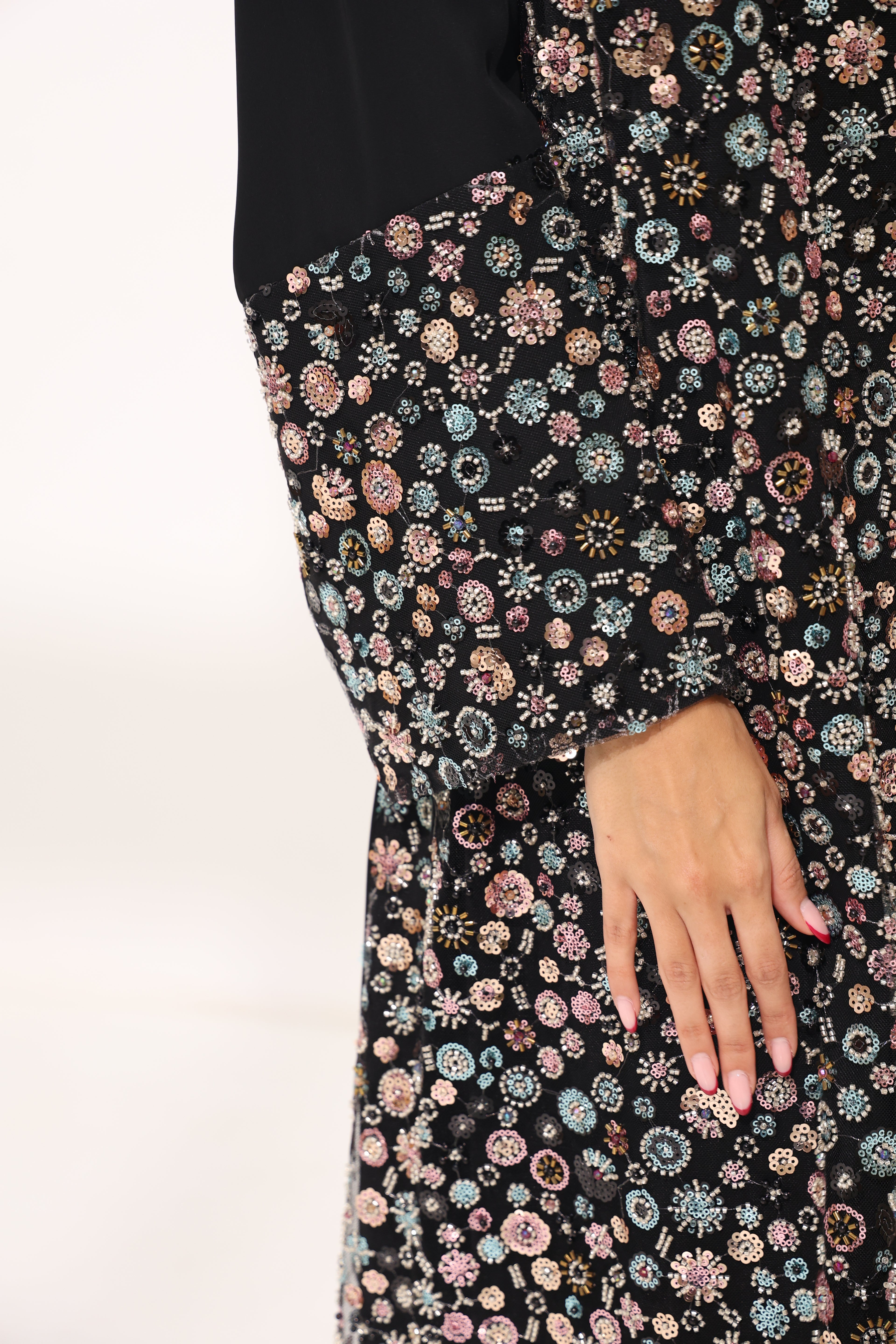 Zareen Luxe -Midnight Bloom Luxury Dress