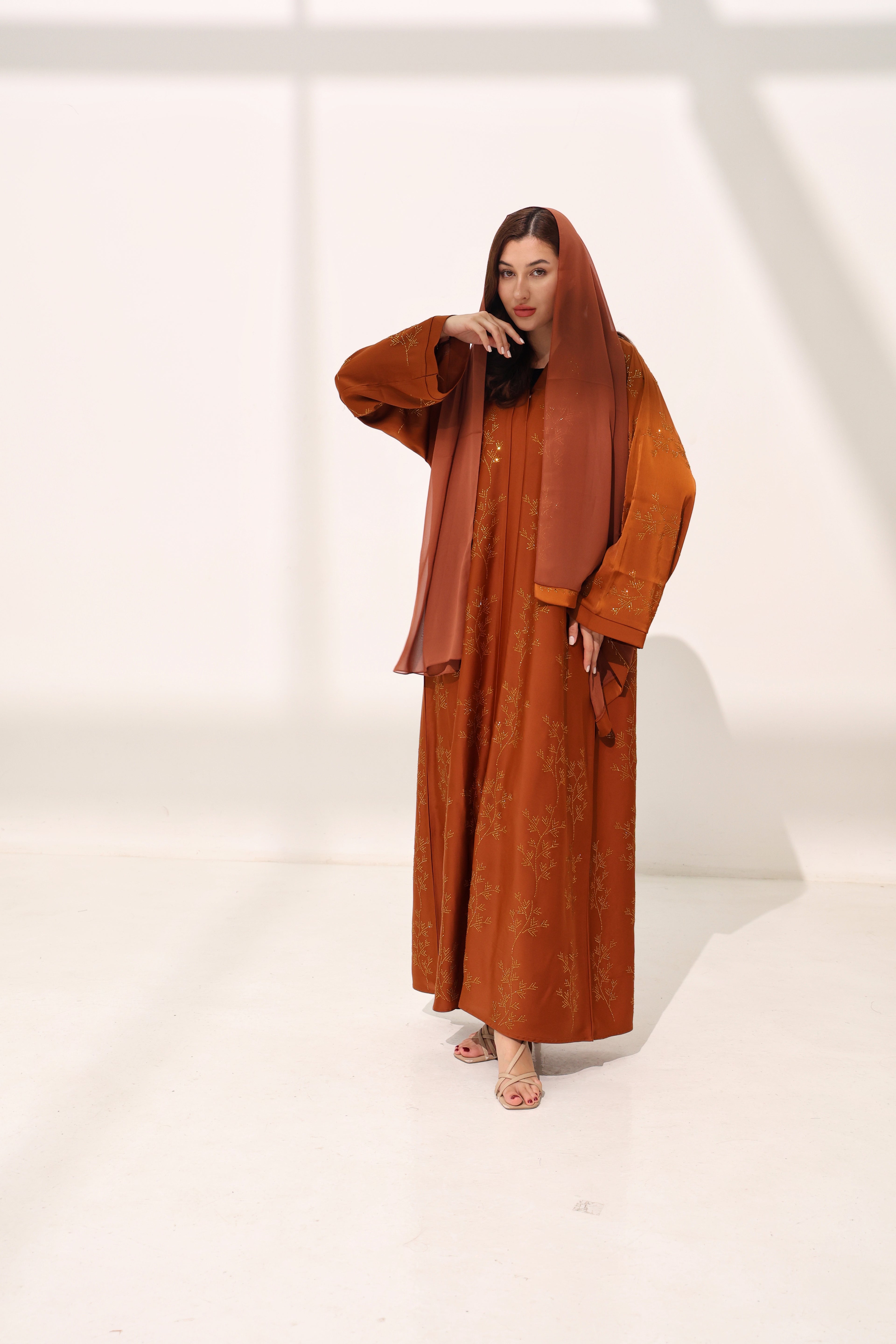 Mehreen Burnt Orange Abaya