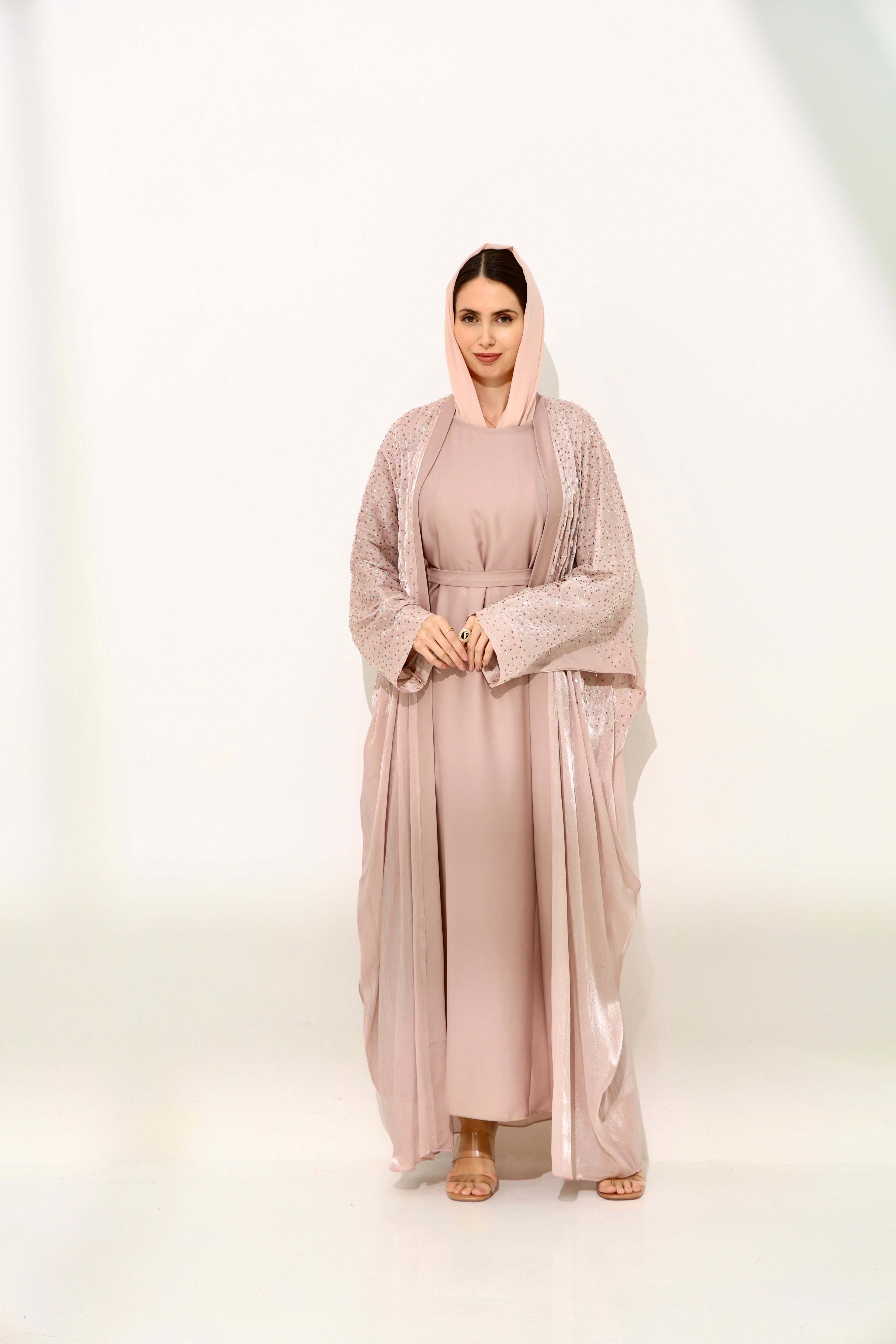 Aleeza Pink Blush Cardigan Abaya