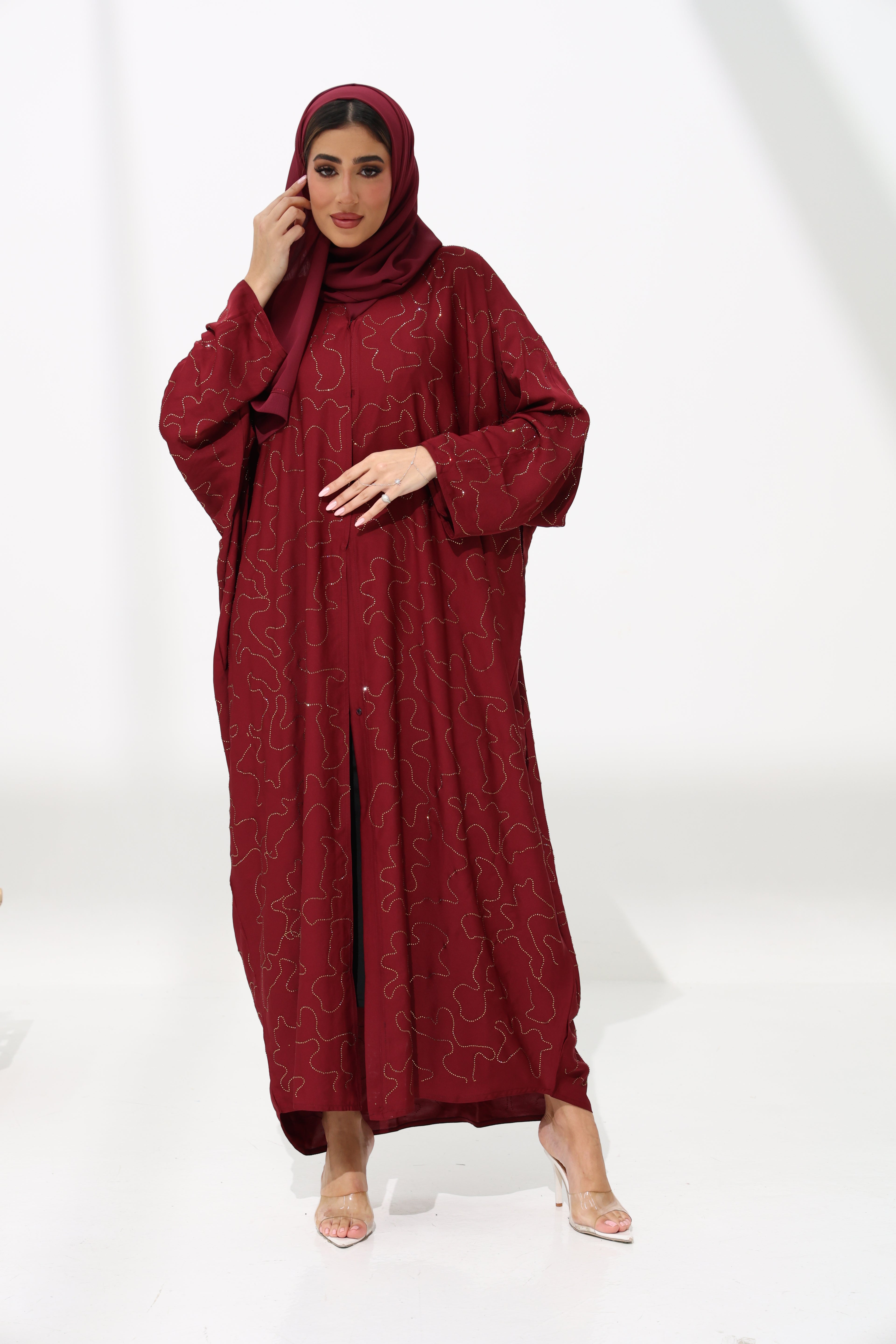 Nadra Maroon Farasha Abaya
