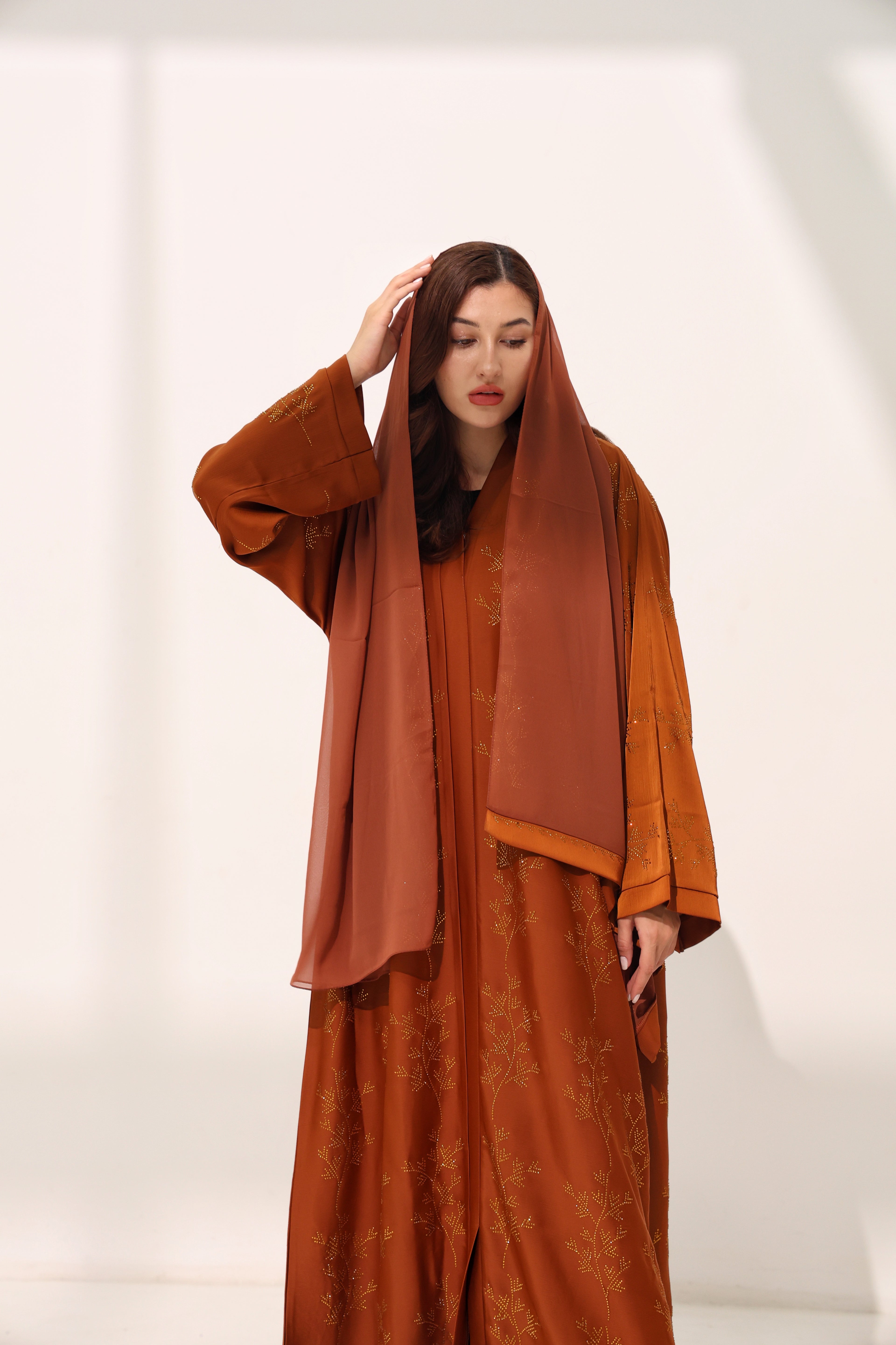 Mehreen Burnt Orange Abaya