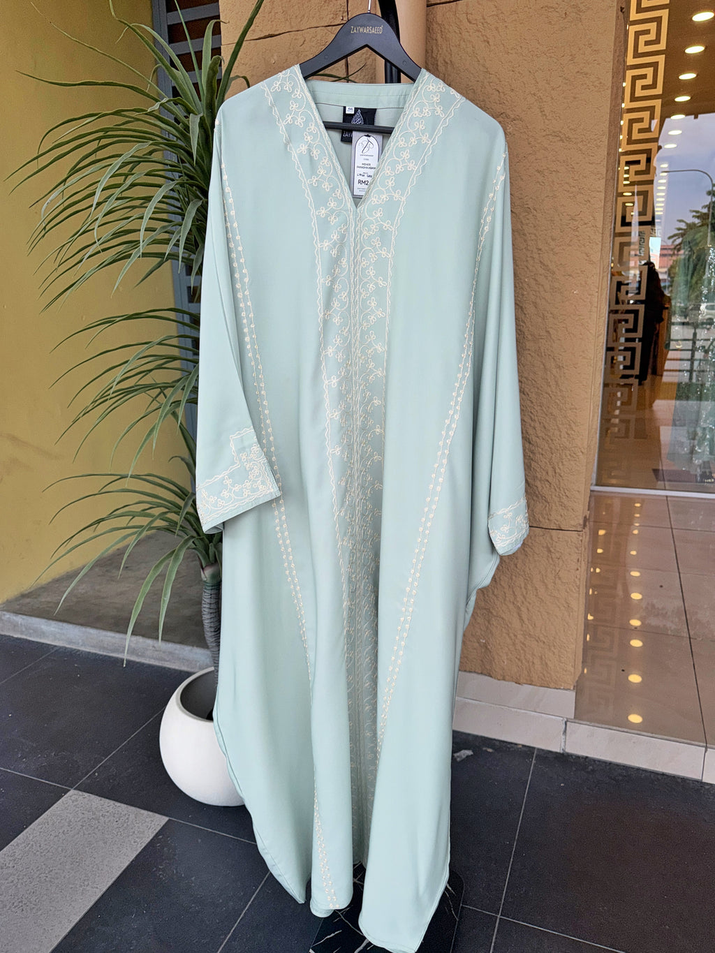 MEHER Sage Green Farasha Abaya
