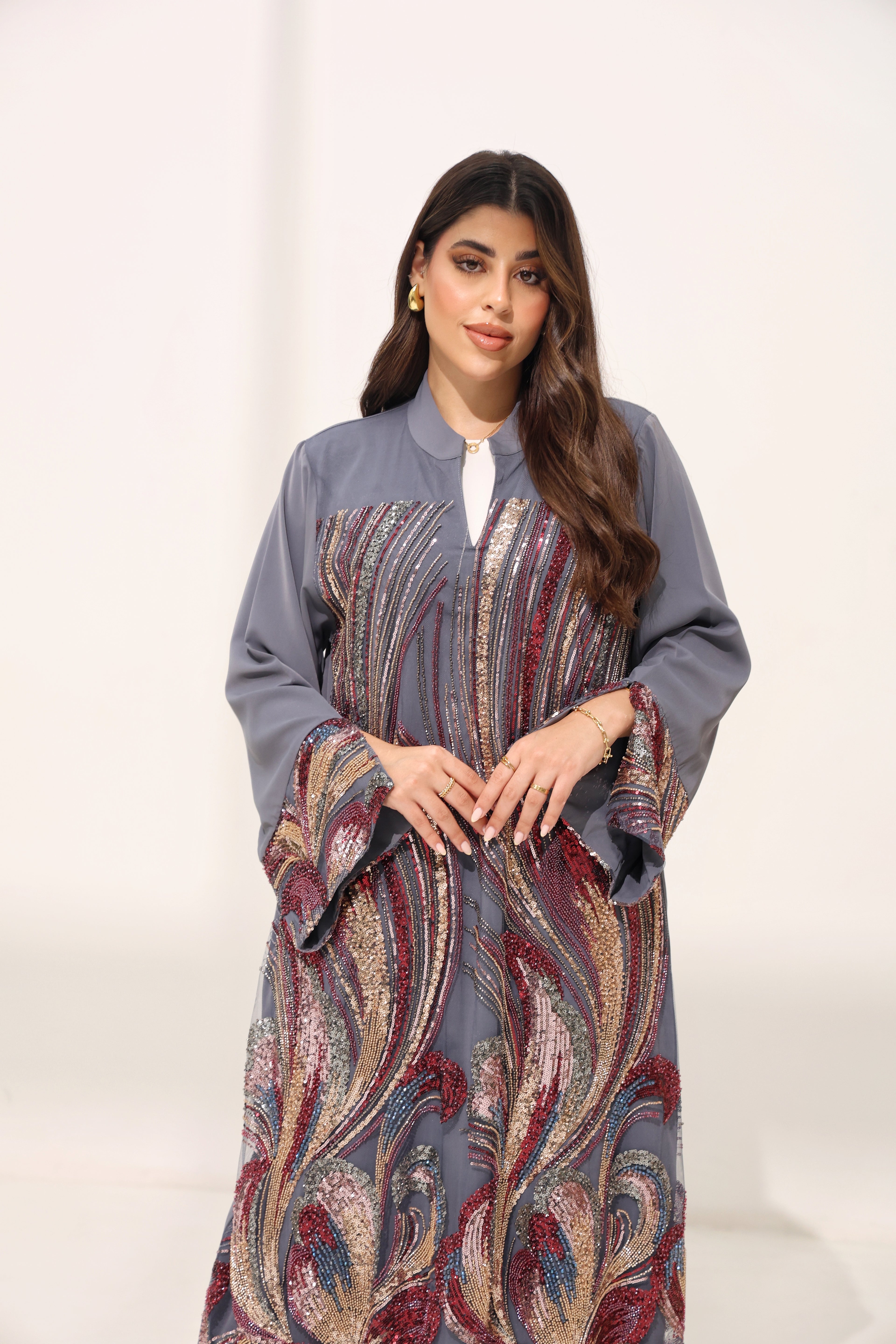 Zareen Luxe - Crimson Whirl Luxury Dress