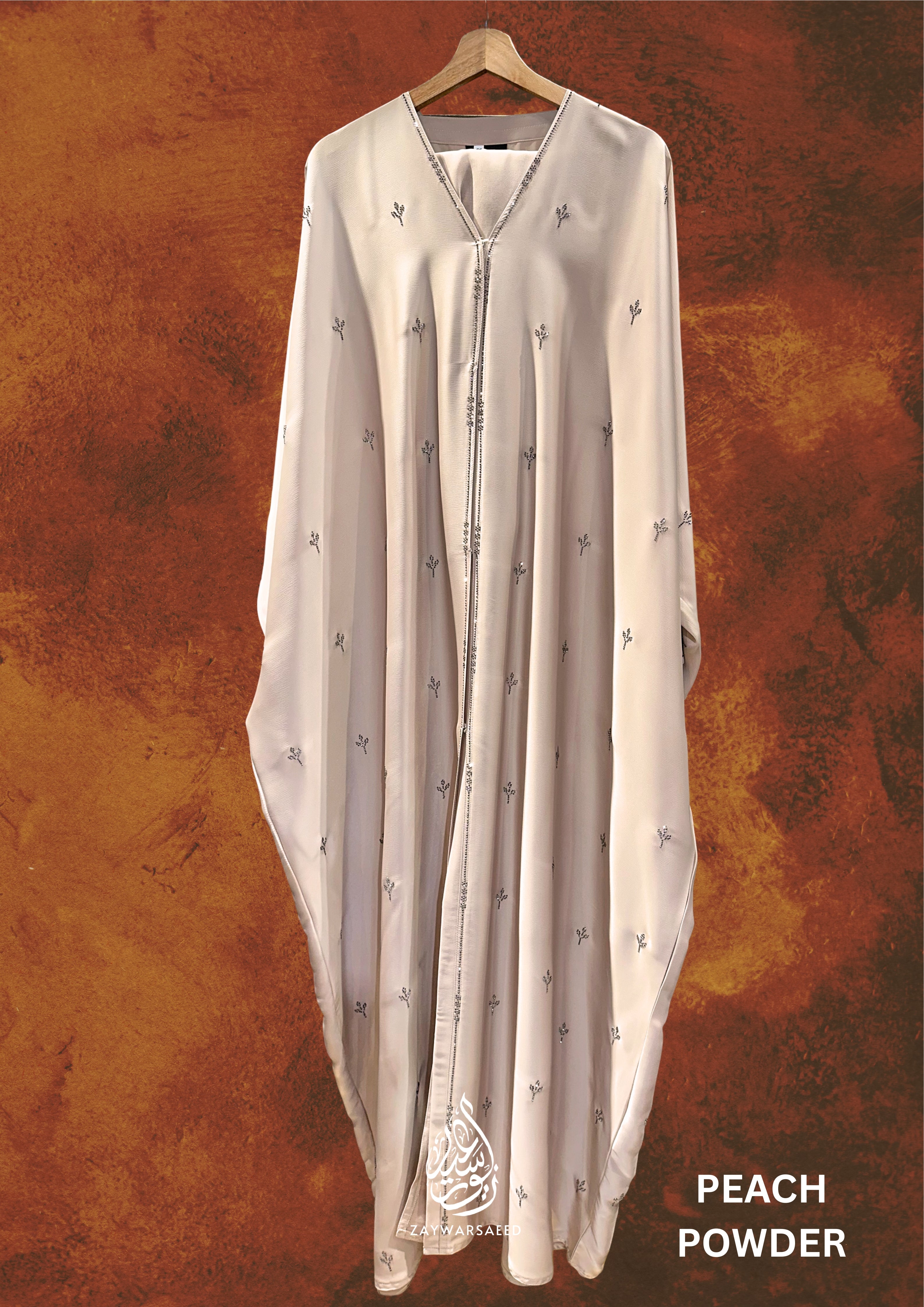 Luna Peach Powder Farasha Abaya
