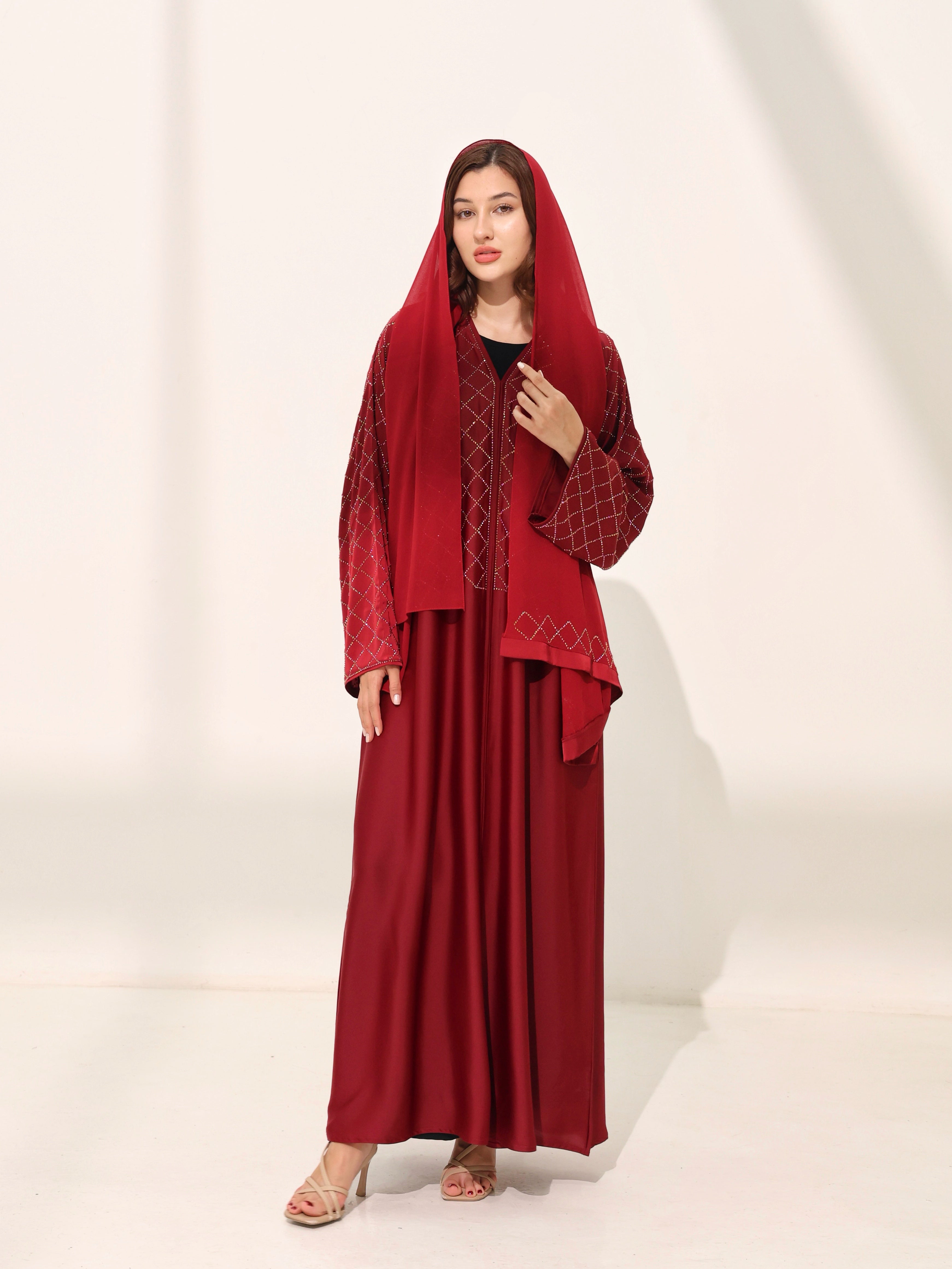 Kiraz Maroon Abaya
