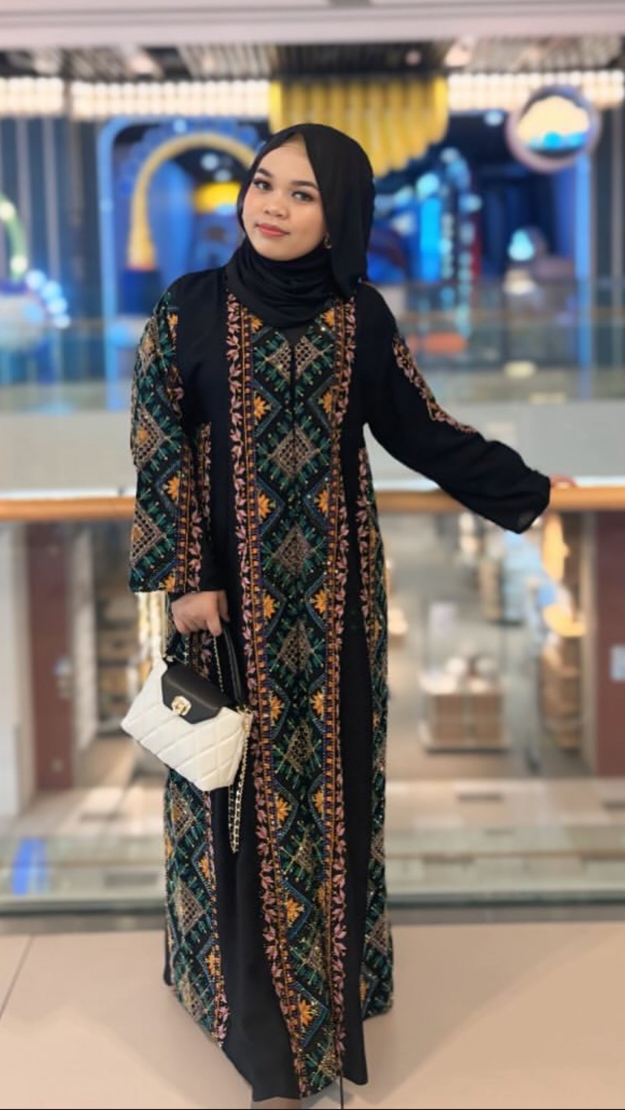 Fahmash Ghalli with rhinestones