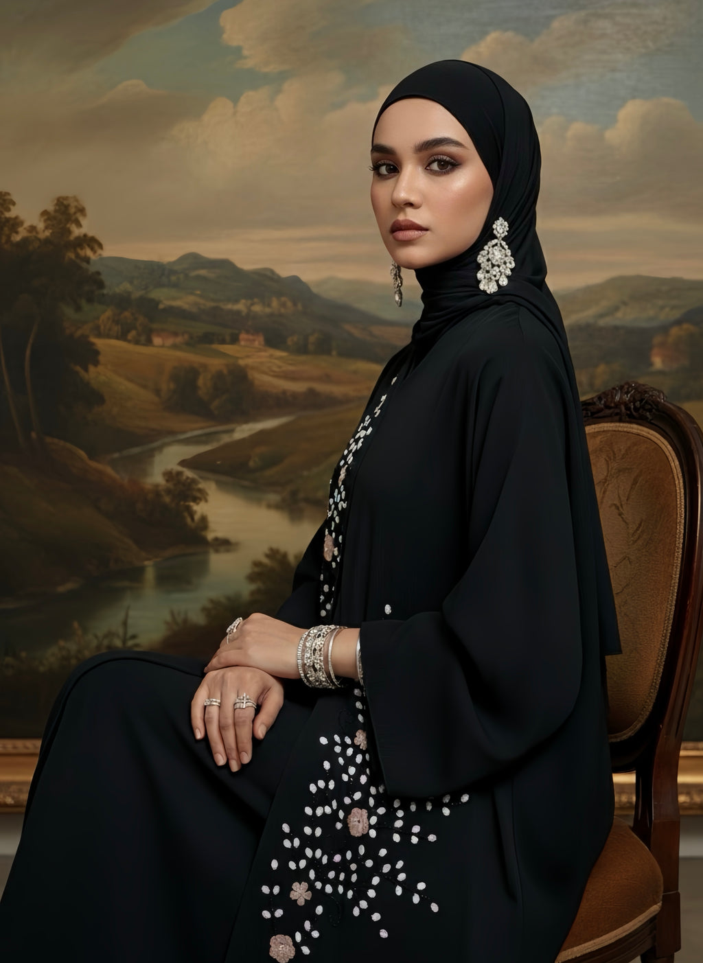 Azmeen Black Onyx Blossom Abaya