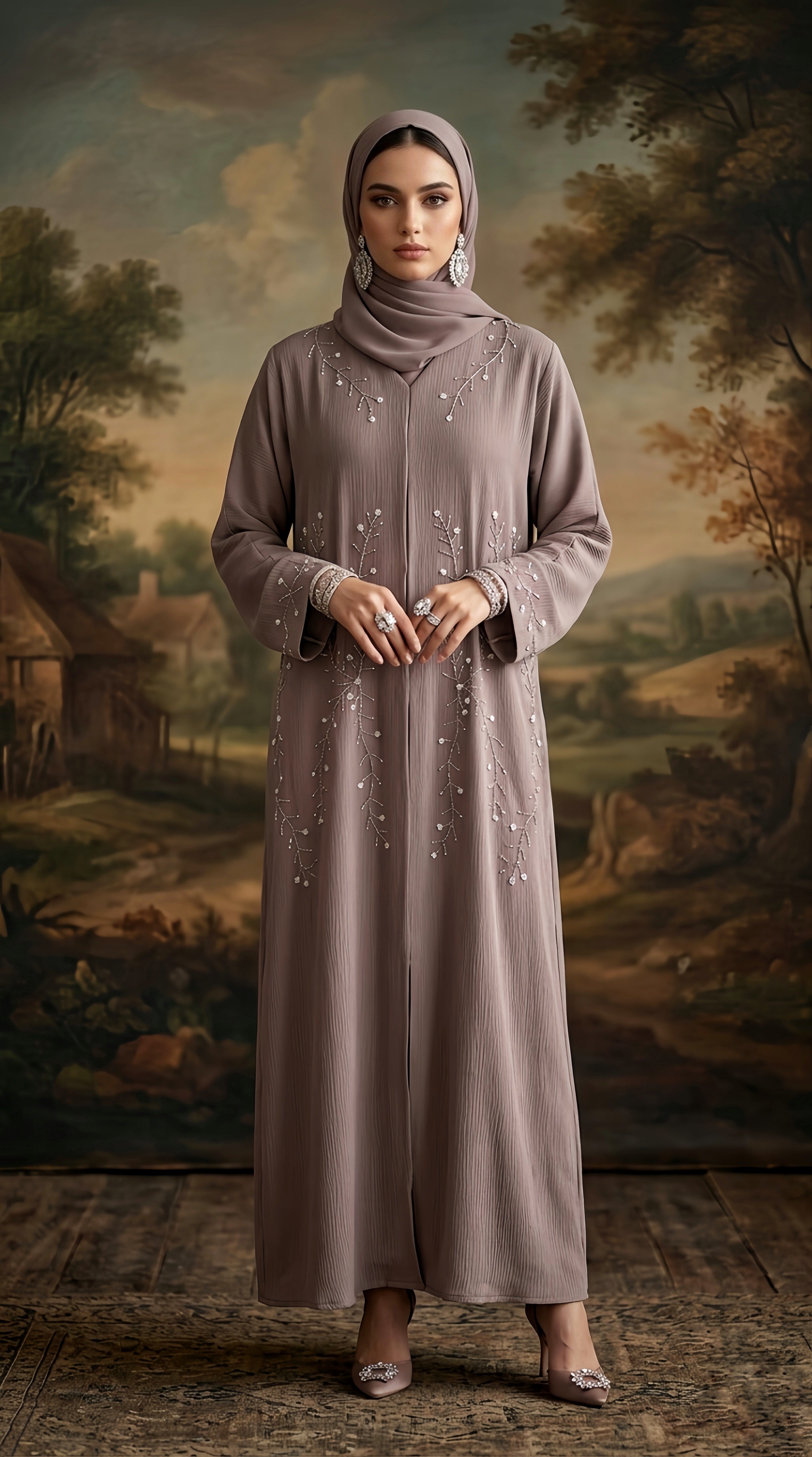 Aureen Petal (Brown) Abaya