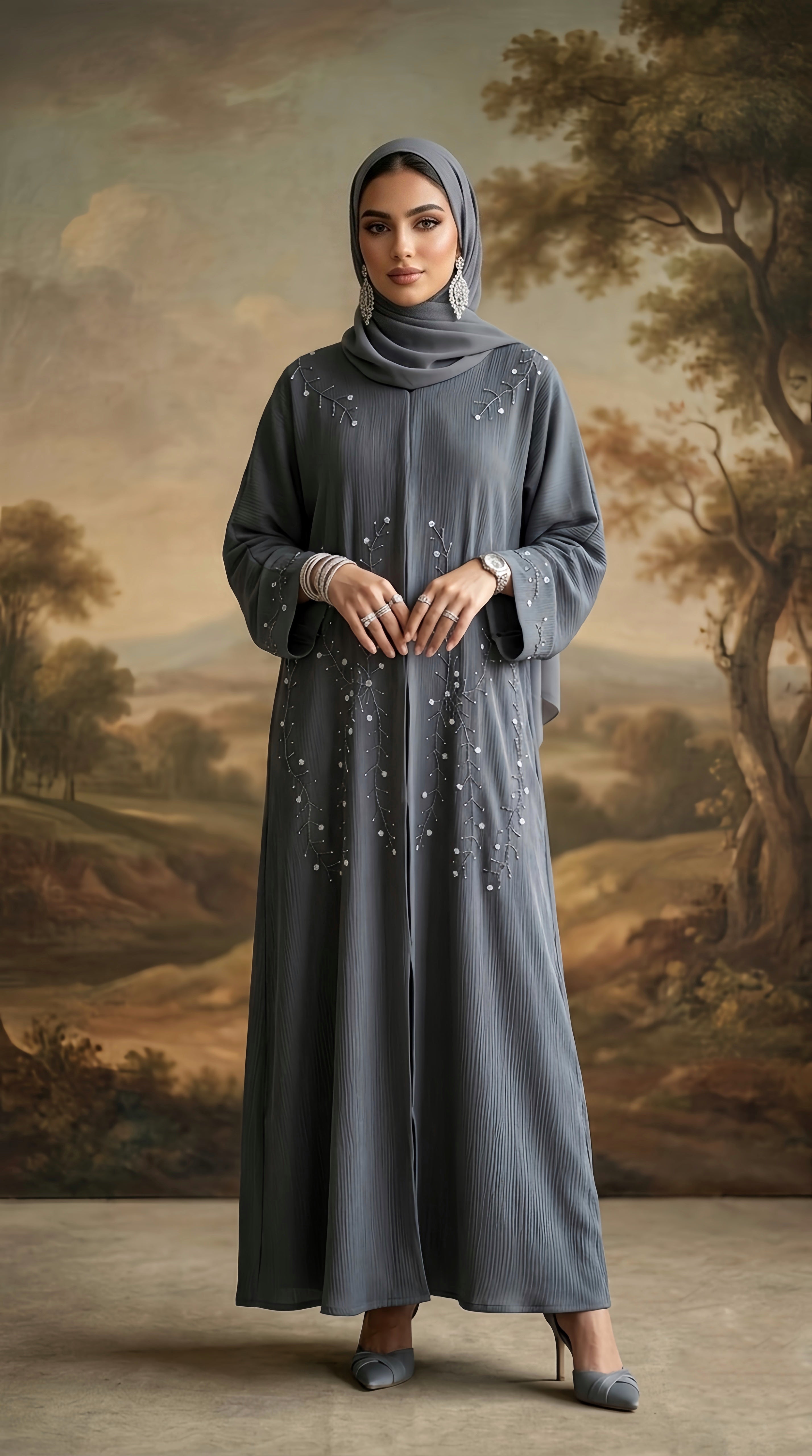 Aureen Petal (dusty forest green) Abaya