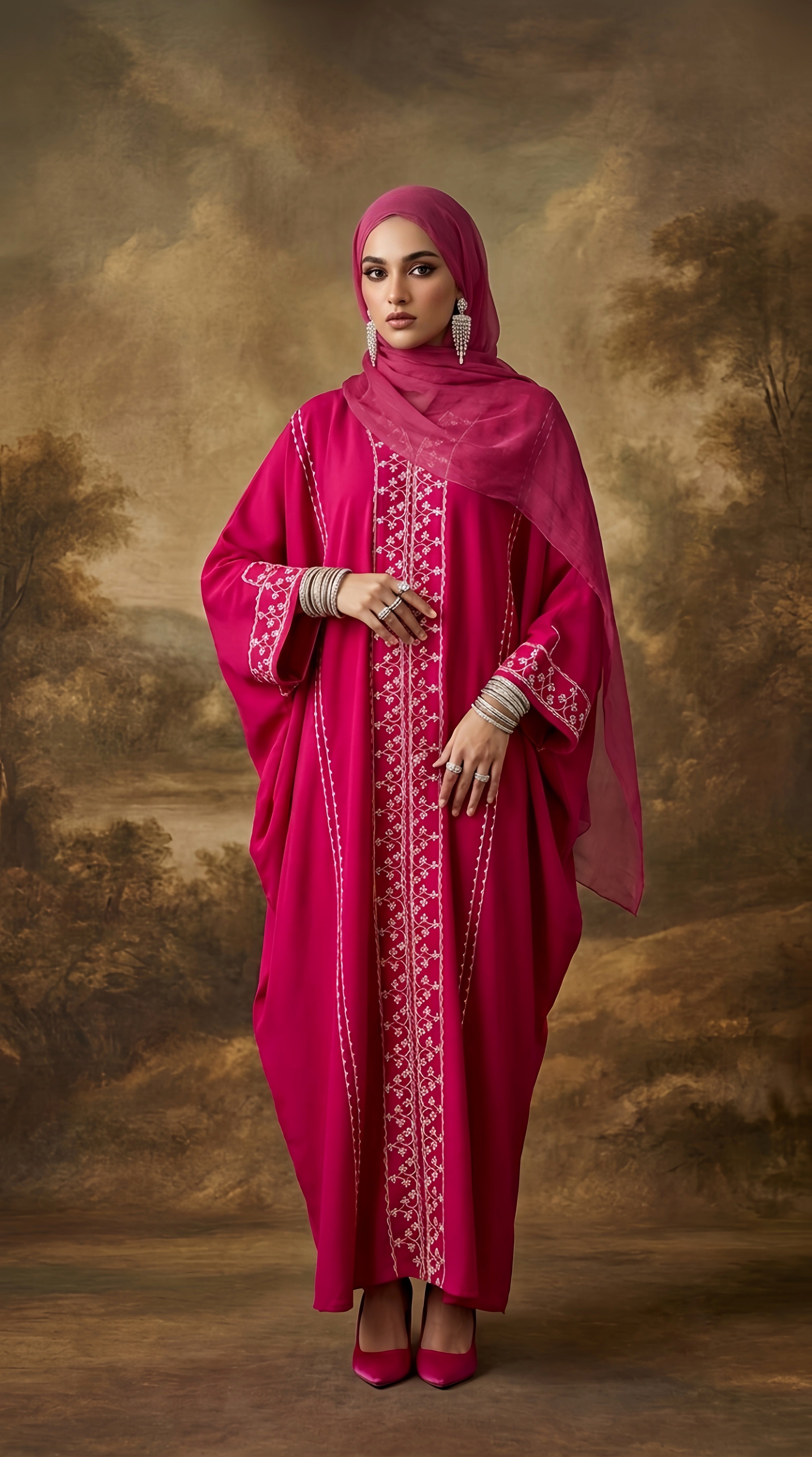 MEHER FUSHIA PINK FARASHA ABAYA