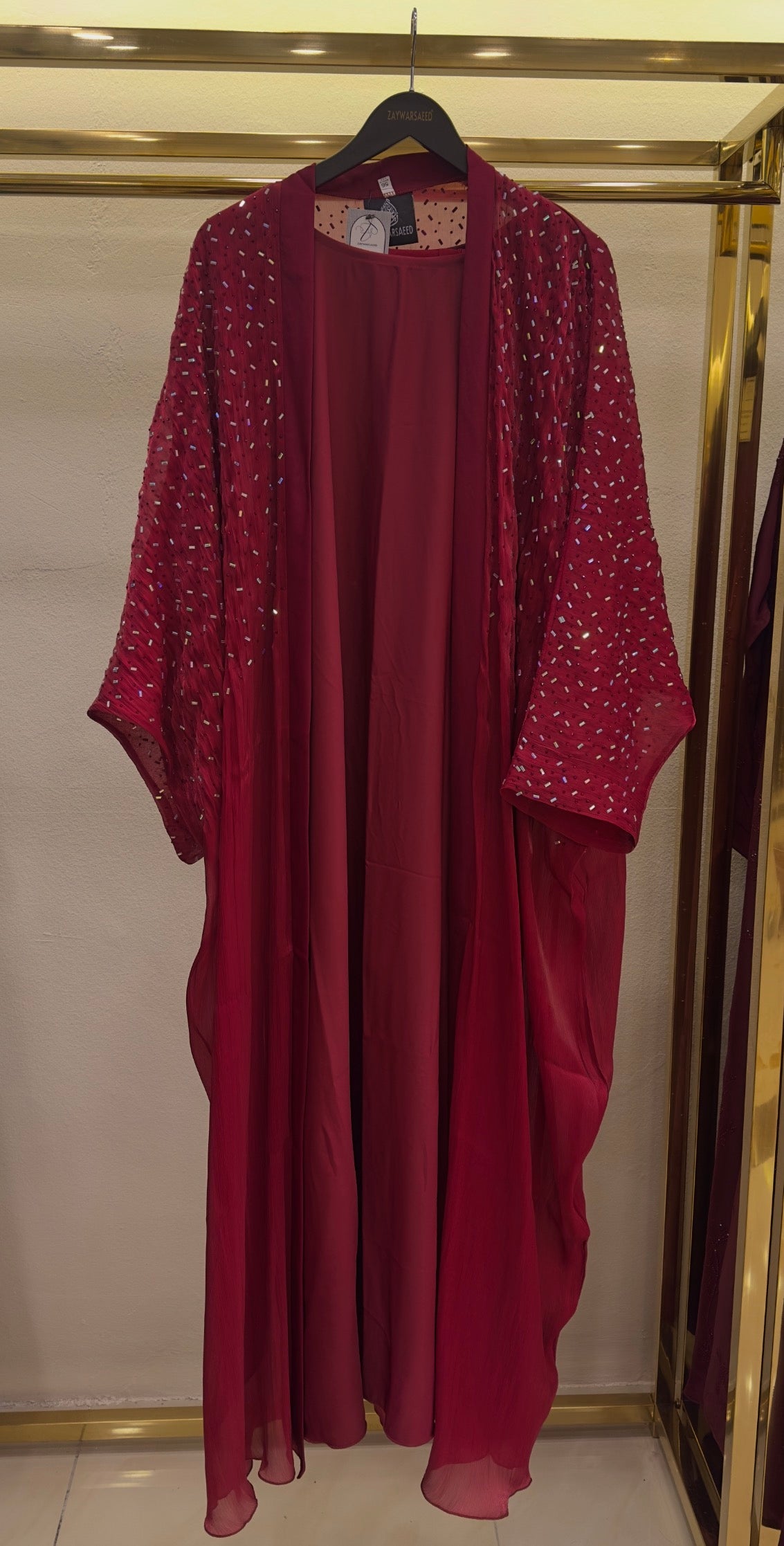 Aleeza Maroon Red Cardigan Abaya