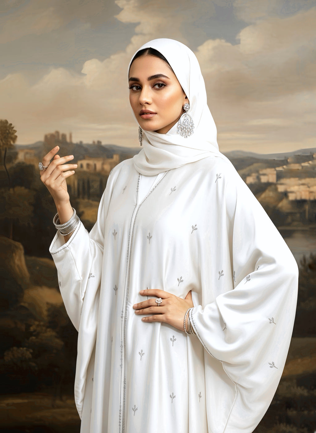 Luna Offwhite Farasha Abaya